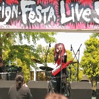The Japanese cyberpunk industrial band Psydoll performs at the Design Festa live stage.⁽&sup2;⁾