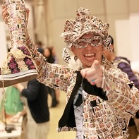 Covered in stickers of shoes, I think this guy is promoting a shoe seller.
