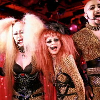 Death Trance Delilah's Dark666, Angelix, Maiya and Jesus during their act at the Club Theatic Show event.