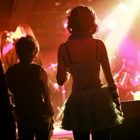The crowd watches transfixed the performance of Vanished Empire at the Live Inn Rosa live house.