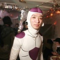 Japanese guy in a weird full-body cosplay.