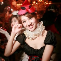 Japanese girl dressed in an appropriate Halloween costume.